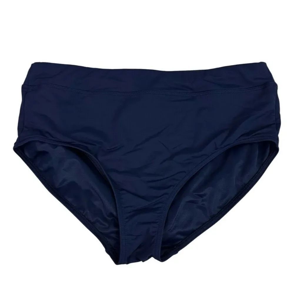 Lands End High Waisted Swim Bottom size 14 Dark Blue